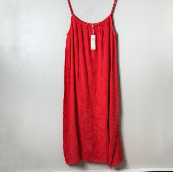NWT Eileen Fisher Cami Dress Plus Size Lofty Gauze Watermelon Coral Sleeveless - Picture 15 of 16